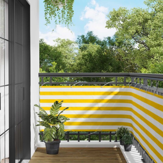  Balkong Skjerm Gul og hvit 75 x 200 cm PU belagt oxford alu