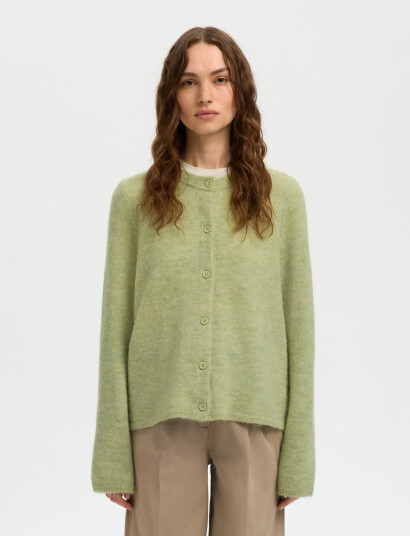Selected Slflulu New Ls Knit Cardigan Noos - Green - XS