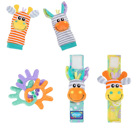 Playgro Wrist Rattle and Foot Fingers Jungle Friends Gift Pack 10188405