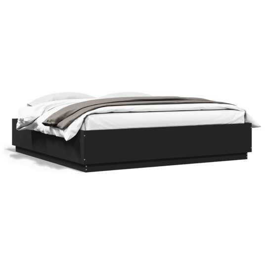 Sengeramme med LED-lys svart 200x200 cm konstruert tre 8721012273191