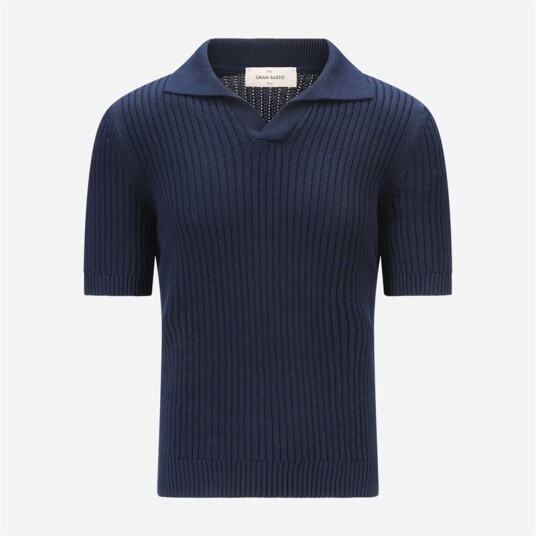 Gran Sasso Piquet Skipper Collar Cotton Navy