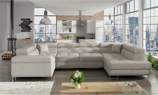 Seksjon Eltap Letto 340x202x90 cm Trekk 02 Lys grå Høyre