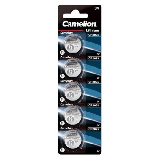 Camelion CR2025 3V Litium Knappcellebatteri 140mAh 5-pakning Camelion CR2025 3V Litium Knappcellebatteri 140mAh 5-pakning