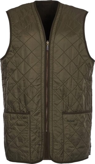 Barbour Men's Polarquilt Waistcoat Zip-In Dark Olive Check L