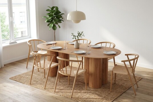 Juno spisegruppe rektangulær 220 cm eik med 8 Winston spisestoler Eik Juno spisegruppe rektangulær 220 cm eik med 8 Winston spisestoler Eik