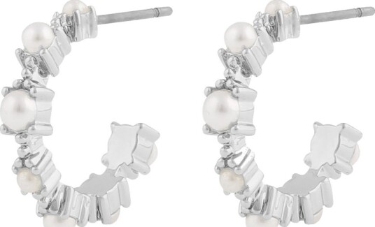 SNÖ Of Sweden Lucy Oval Earrings Silver White Onesize SNÖ Of Sweden Lucy Oval Earrings Silver White Onesize