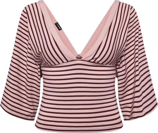 Gina Tricot V Neck Wide Sleeve Top Pink S