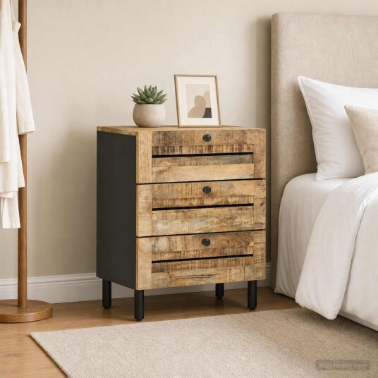 vidaXL Nattbord Naturlig 50 x 33 x 62 cm Massiv mango tre