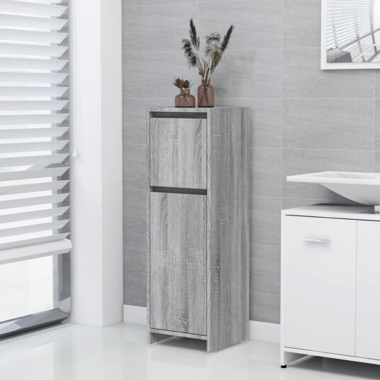 vidaXL Baderomsskap grå sonoma eik 30x30x95 cm konstruert tre