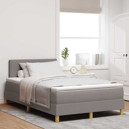 Box Spring Seng med madrass & LED Taupe 120x190 cm Stoff