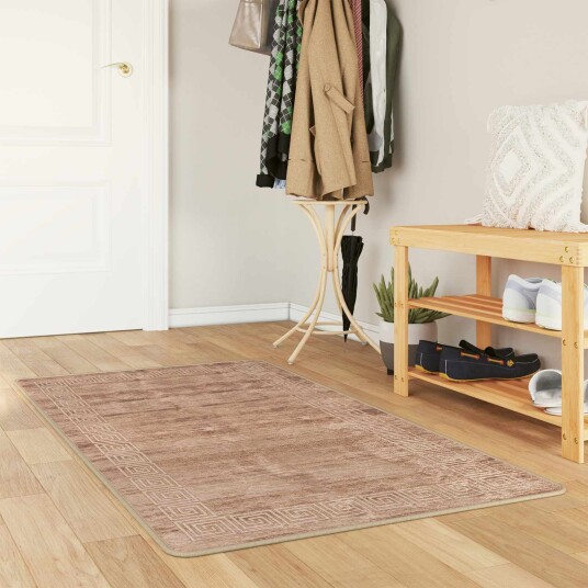 Teppe Runner MARSA Hvit 80 x 200 cm Polyester og PVC Teppe Runner MARSA Hvit 80 x 200 cm Polyester og PVC