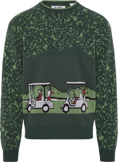 Original Penguin OP Ls Golf Cart Jacquard Sweater Golfgenser herre Camping Green X Large
