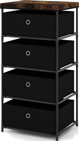 Nattbord med stoffskuffer og metallramme sidebord oppbevaringsskap svart