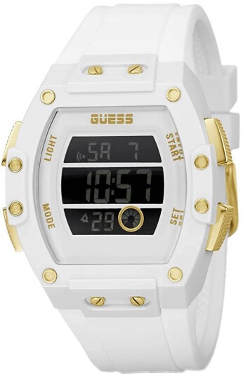 Guess Herreklokke GW0340G1 Tonneau Hvit/Gummi Ø45 mm Guess Herreklokke GW0340G1 Tonneau Hvit/Gummi Ø45 mm