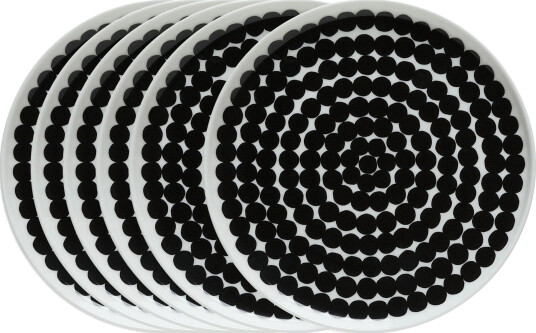 Marimekko Räsymatto tallerken 20 cm 6 pk sort hvit
