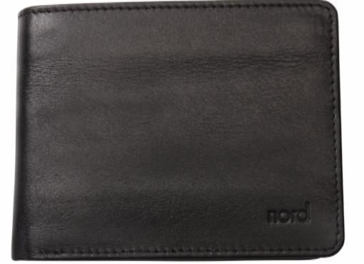 Nord Leather Liten dollar herre skinn lommebok 7 kort/ myntlomme Svart