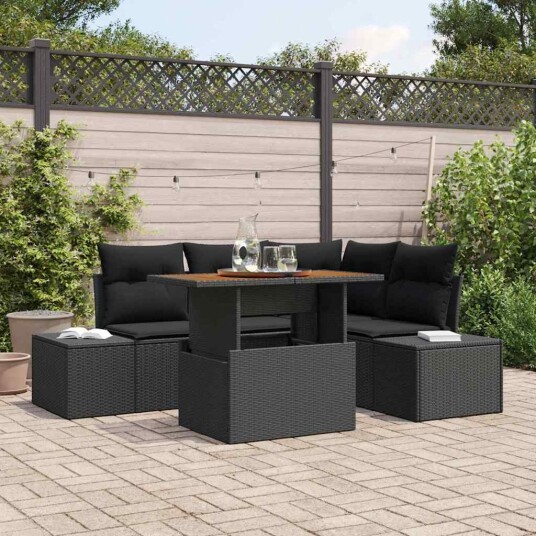 vidaXL Hagesofa Set 5 stk. Svart Poly rattan