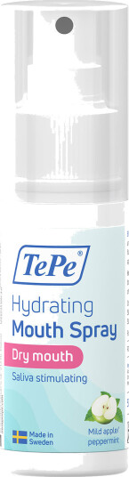Munnspray Munntørrhet TePe Hydrating Mild Apple & Peppermint 50 ml.