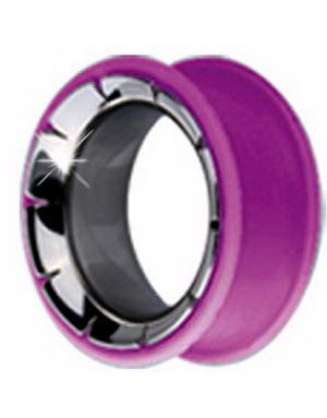 Piercing Tunnel i Silikon med Kirurgisk Stål 316Lilla Strl 8 mm