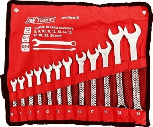 Awtools Flatringsnøkkelsett 12 Stk. /8Mm-24Mm/ Mat