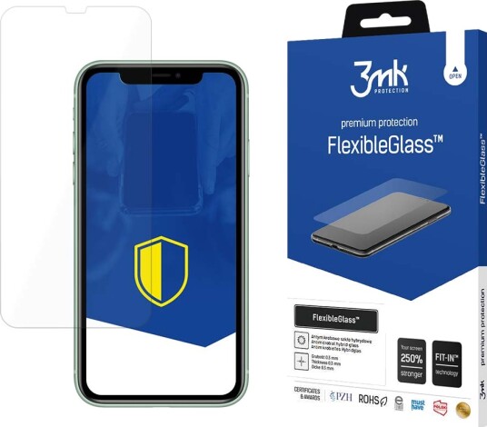 3Mk Flexibleglass Skjermbeskytter for iPhone 11 og XR, Uknuselig, Klart