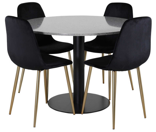 Venture Design Razzia & Polar spisegruppe Grå/svart 4 st stoler & bord 106 cm