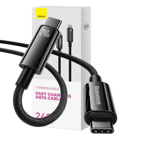 Baseus Tungsten Gold 240W USB-C Kabel 1m Svart