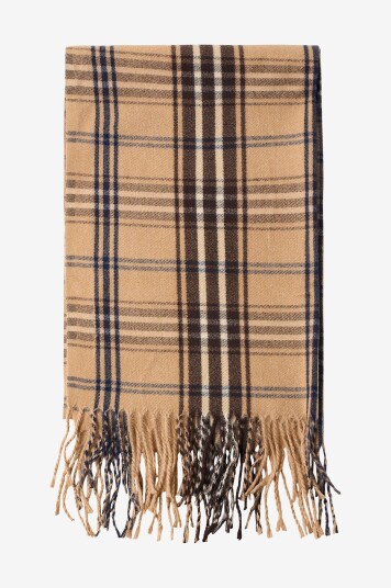 Gina Tricot Skjerf Woven Plaid Scarf Beige