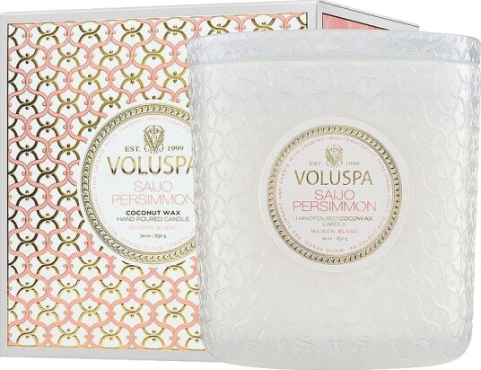 Voluspa Saijo Persimmon Boxed Luxe Jar Candle 80H Hvit