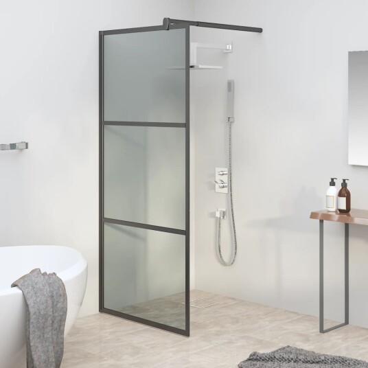 vidaXL Dusjvegg 80x195 cm mørkt ESG-GLASS SVART