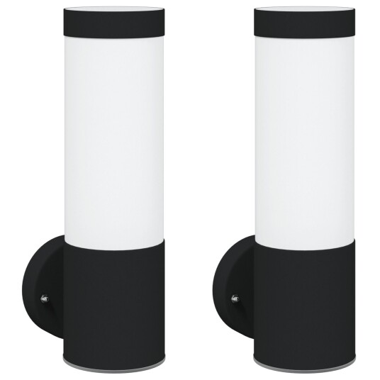  Utendørs Vegglamper 2 Pcs Svart 12 X 7.5 27cm Rustfritt Stål