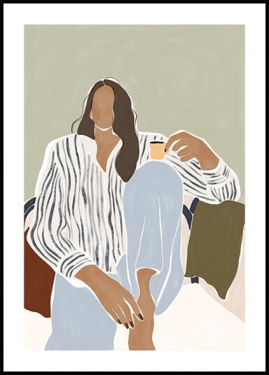 Woman Enjoying a Cup of Espresso Poster Plakat / 70x100cm