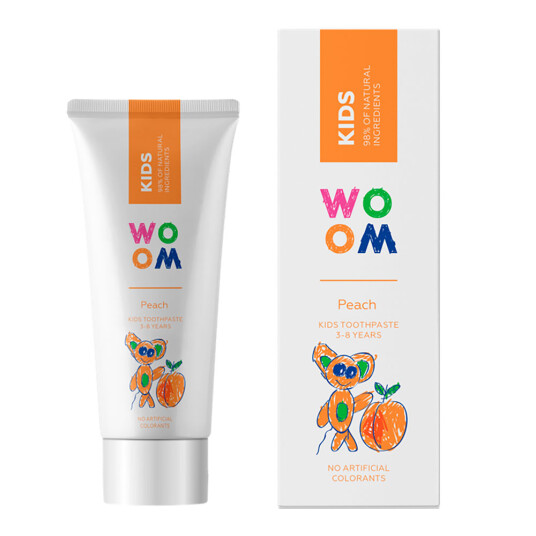 Woom Kids Peach Barnetannkrem med ferskensmak Woom Kids Peach Barnetannkrem med ferskensmak