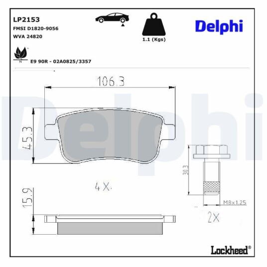 Bremseklosser DELPHI LP2153 Bremseklosser DELPHI LP2153