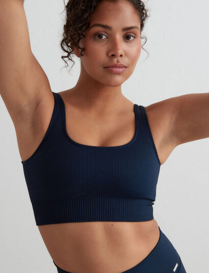 aim´n Navy Ribbed Seamless Bra Blue L