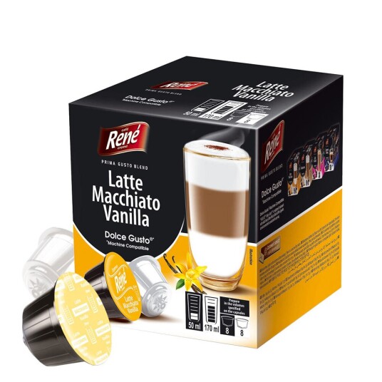 Dolce Gusto Café René Vanilla Latte Macchiato til Dolce Gusto. 16 kapsler