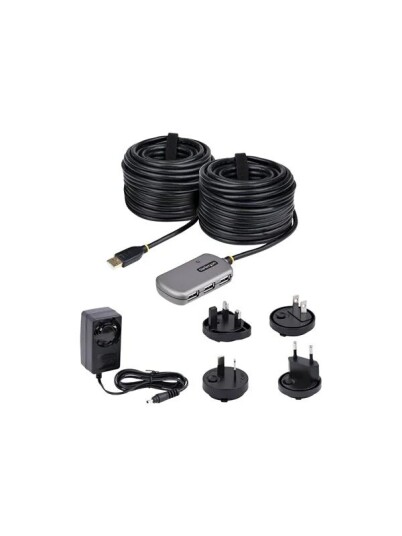 StarTech USB Extender Hub 24m USB 2.0 Extension Cable with 4 Port USB Hub Active/Bus Powered USB Repeater Cable USB hub 4 porter Slv U02442 USB EXTENDER
