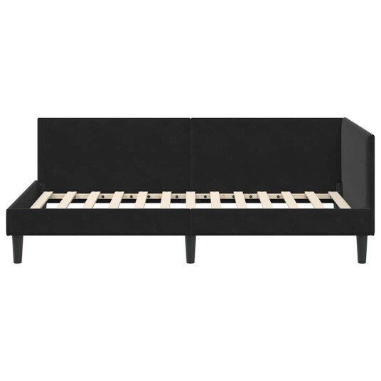 Hjørnesengramme Svart 100 x 200 cm Fløyel og konstruert tre Hjørnesengramme Svart 100 x 200 cm Fløyel og konstruert tre