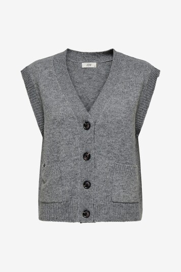 JDY - Vest jdySuper Life S/l V-neck Vest Knt N - Grå JDY - Vest jdySuper Life S/l V-neck Vest Knt N - Grå