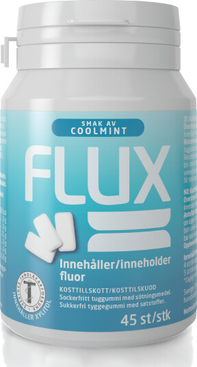 Flux Fluortyggegummi i boks Coolmint 45 stk. Flux Fluortyggegummi i boks Coolmint 45 stk.