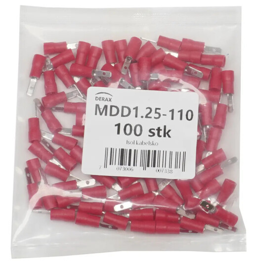 Liten rød isol kabelsko han 2.8mm 100st Rød pose med 100 sttk