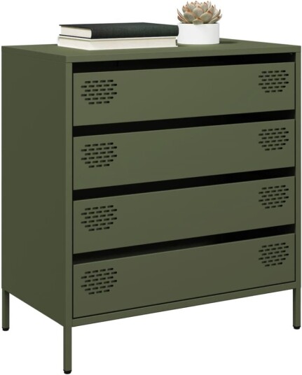 Skjenk olivengrønn 68x39x73,5 cm kaldvalset stål 8721102930478