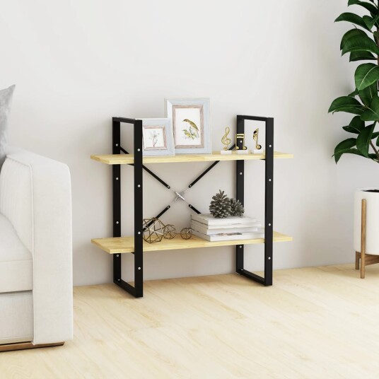 vidaXL Bokhylle 2 niv?er 80x30x70 cm heltre furu