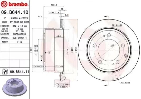 Bremseskive BREMBO 09.B644.11