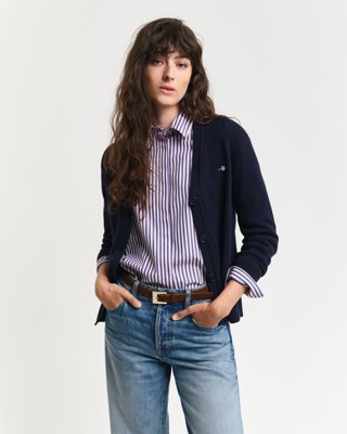 GANT Classic Cotton Cardigan Evening Blue XL GANT Classic Cotton Cardigan Evening Blue XL