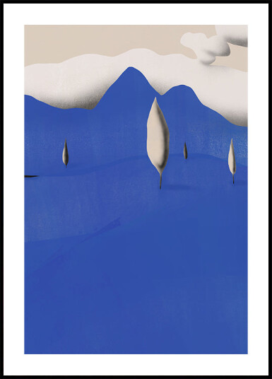 Surreal Landscapes With Blue Mountains Plakat Plakat / 30x40cm