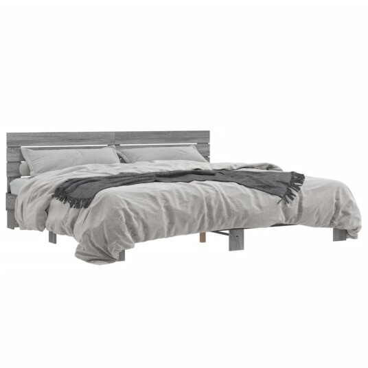 Sengeramme grå sonoma 200x200 cm konstruert tre og metall 8721102614262