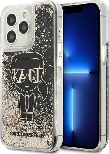 Karl Lagerfeld Liquid Glitter Gatsby Mobildeksel til iPhone 13 Pro Max - Svart