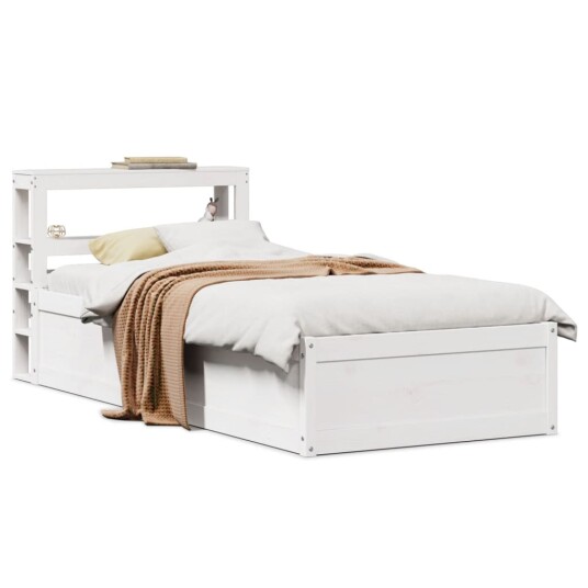 Sengeramme med hodegavl hvit 75x190 cm heltre furu 3306367 Sengeramme med hodegavl hvit 75x190 cm heltre furu 3306367