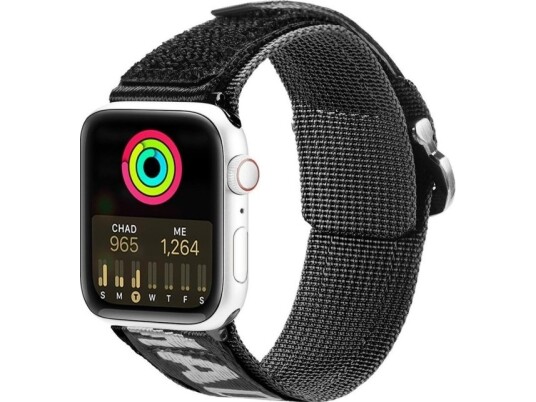 Dux Ducis Dux Ducis-Rem (Utendørsversjon) Apple Watch Ultra Strap, Se, 8, 7, 6, 5, 4, 3, 2, 1 (49, 45, 44, 42 Mm) Nylonarmbånd Svart Og Sølv